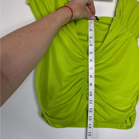 Zara Lime Ruched Crop Top – Size L - Picture 10 of 13